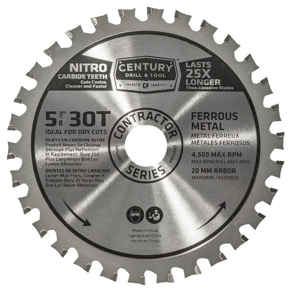 Century Drill And Tool 10297 51.49 Circular Saw Blade 53/8" 30T 20Mm